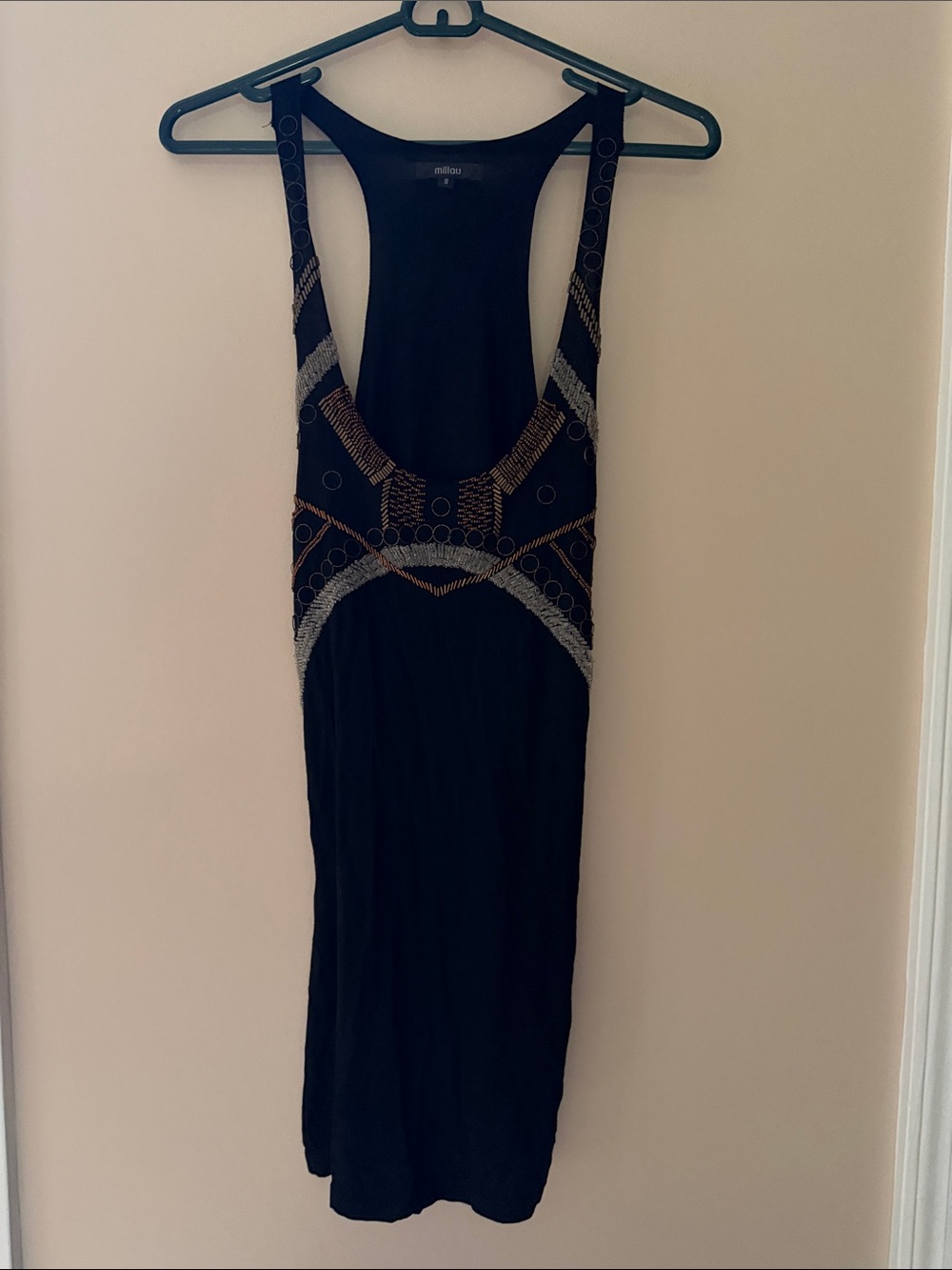 Millau Black Embellished racer back Mini Dress or top